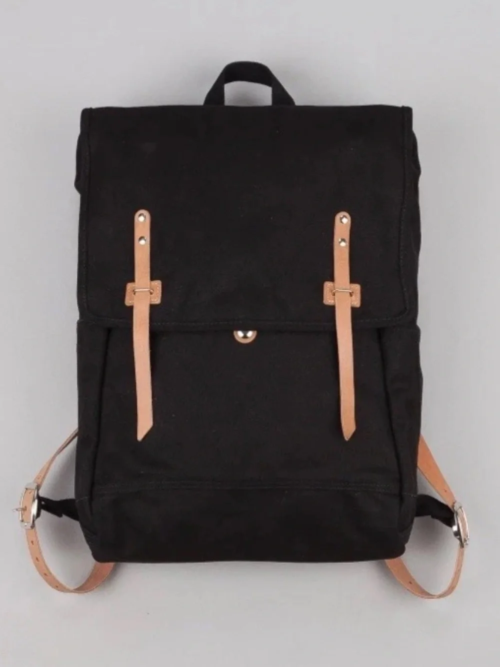MAKR Large Black Canvas & Tan Leather Backpack 18x12 USA Farm Ruck Sack EUC